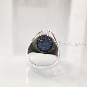 Vente en gros de bagues pour hommes, pierres précieuses afghanes naturelles, lapis lazuli, pierre de naissance, bijoux arabes de toutes tailles, bague en argent sterling 925 - Product Image 5