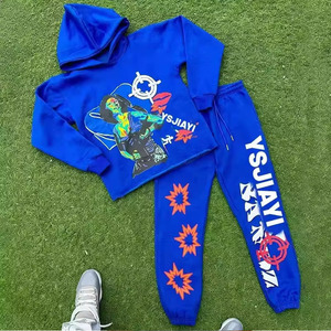 Conjunto de chándal unisex de nueva tendencia de lana de algodón, chándal de invierno OEM personalizado con logotipo bordado, conjunto de pantalones de chándal y Sudadera con capucha - Product Image 1