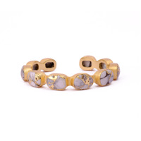 Bracelet manchette rectangulaire élégant en laiton plaqué or avec pierre précieuse saphir Mohave, ajustable, pour femme, bijoux de mariage