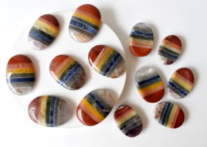 Wholesale Multicolor Chakra Real Crystal Worry Stones Natural Agate Polished Carved Bonded Decoration Thumb stone - Product Image 6