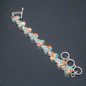 Natural Spiny Oyster Turquoise Gemstone Charm <b>Bracelet</b> Handmade 925 Sterling Silver Luxury Jewelry with GIA Certification - Product Image 6