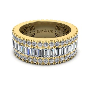 Top vendedor Baguette y Diamante redondo chapado en oro 925 Plata Pave Set banda de boda para mujeres moda de lujo a precio al por mayor - Product Image 1