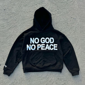 Nouveau o-cou ras du cou sweats à capuche pour hommes Logo personnalisé français éponge 100% coton solide bouffée tricoté sweat à capuche imprimé pour la plage - Product Image 3