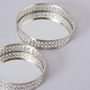 ถาดกระจกทรงกลมแวววาวถาดกระจกตกแต่งบ้านโรงแรมสำหรับตกแต่งบ้านของขวัญแต่งงานและของขวัญ - Product Image 1