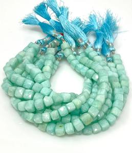 Wholesale Bulk 8\" Peruvian Amazonite Gemstone Beads <b>3D</b> Cube Box 7-8mm Jewelry Supplies - Product Image 2