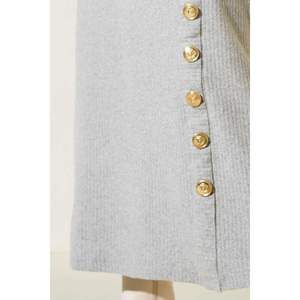 Vestido Plisado Abotonado Gris - Product Image 4