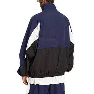 <b>Vintage</b> Zip up <b>Nylon</b> Track Jacket Windbreaker for Men Color Block Lightweight Warm Football Sports Jacket men windbreak jacket - Product Image 4