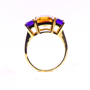 Handmade 925 Sterling Silver Amethyst Citrine Gemstones Attractive Classic Baguette Shape Women Wear Ring - Product Image 4