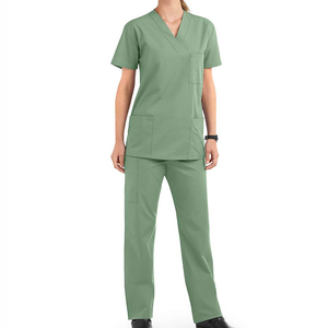 Custom Color Polyester Cotton Short Sleeve Unisex Surgical <b>Scrub</b> Sets Hospital Doctors Suits Nurse Uniform <b>Clothes</b> Knitted High - Product Image 1