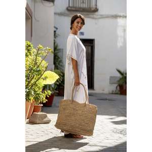 Vestido Kaftan Maxi Bordado en Oro Blanco para Mujer, Estilo Bohemio Étnico, Ropa de Playa, Ajuste Holgado, Algodón, Largo hasta el Suelo, Cintura Natural - Product Image 2