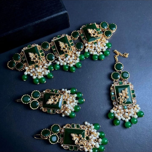 Latest Arrival Luxury Necklace Earrings & Headpiece <b>Jewelry</b> <b>Sets</b> Most Selling Product <b>Indian</b> Bridal Wedding <b>Jewelry</b> for Women - Product Image 5
