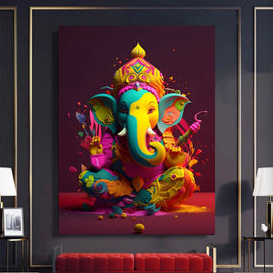 Домашний Декор Ганеша индуистский Бог плакат с принтами индуизм Ганапати Ганеш Холст Слон религиозные настенные художественные картины - Product Image 5