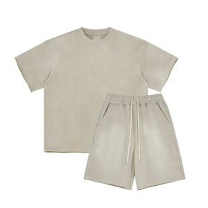 Conjunto de camiseta y pantalones cortos de 2 piezas de gran tamaño con logotipo estampado personalizado, conjunto de camisetas y pantalones cortos de lavado ácido de algodón puro de 360 gramos personalizados - Product Image 5