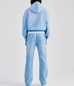 Nouvelle conception, lavage à l'acide, automne, hommes, unisexe, streetwear personnalisé, polyester/coton uni, sweats à capuche surdimensionnés, ensemble 2 pièces, décontracté, séchage rapide - Product Image 5