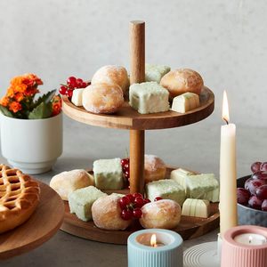 Support à gâteau en bois d'acacia à 2 étages, élégant, fait à la main en Inde, support poli pour la maison, les restaurants, les hôtels et les choix commerciaux à prix de gros - Product Image 6