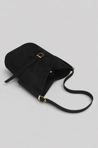 Bolso de Hombro de Lujo para Mujer, Tipo Cubo, de Gamuza Negra, con Logotipo Personalizado, OEM, ODM, Marca Privada - Product Image 2