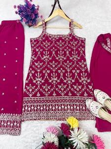 Collection de robes ethniques indiennes pour femmes, broderie lourde, Gharara Salwar Kameez, style Bollywood, pour l'hiver, pour les fêtes - Product Image 5