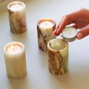 Elegantes Portavelas de Mármol para Decoración de Mesa de Pascua, Hechos a Mano, Resistentes al Calor, que Crean un Brillo Suave para Eventos Especiales - Product Image 4