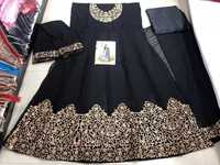 Robe trapèze à col en V brodée de sequins, couleur personnalisée, longueur genou, écologique, respirante, haute qualité, couleur contrastante, résistante