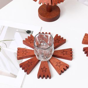 Ensemble de 4 dessous-de-plat carrés en bois écologiques de haute qualité avec support, pliables et empilables pour plats chauds, en carton - Product Image 2