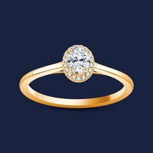 Bague ovale en or massif 14 carats avec diamant de laboratoire ovale taillé en forme de halo de cathédrale, 0,30 carat H+-SI, idéale pour les fiançailles - Product Image 3