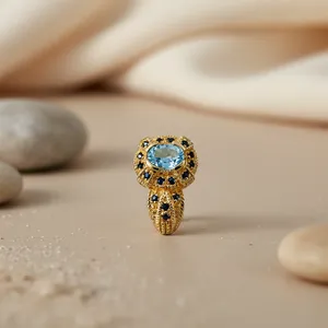 Silver Blue Topaz Women's Fine Jewelry 18K Gold Plated Drop Earrings Sapphire Pearl Diamond Trendy <b>Flower</b> Shape - Product Image 2