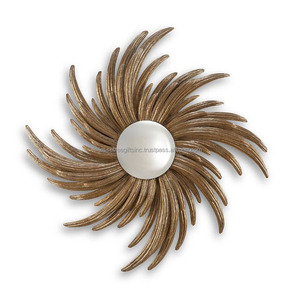 Espejo montado en la pared de alambre metálico con acabado de revestimiento de polvo de cobre forma redonda para la decoración del hogar y la sala de estar - Product Image 3