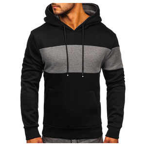 Sweat à capuche confortable à manches raglan pour hommes coton solide mélangé avec logo brodé tissu polaire français sweats à capuche à deux poches à la main - Product Image 2