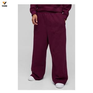 กางเกงวอร์มผู้ชายทรงหลวมขายาวของผู้ชายกางเกงลำลองแบบหรูหราไม่มีลาย300Gsm สเวตเวตเวตเวตเตอร์แบบเรียงซ้อนกันออกแบบได้ตามที่ต้องการ - Product Image 4