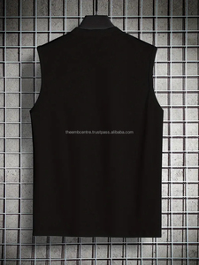 Men's Cotton/Bamboo Fiber Tank Tops XL Street Style Fitness Vest From Pakistan Solid Color Gym T-Shirt <b>Running</b> Singlet Design - Product Image 4