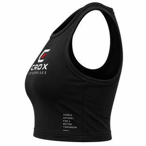 <b>Black</b> Basic Seamless Sporty Women's Tank <b>Top</b>-Spandex/Cotton Fabric Solid Pattern Casual Fitness Wear - Product Image 1