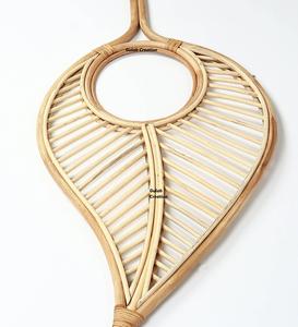Modern Leaf Shape Beige Natural Fibre Bamboo Decorative <b>Wall</b> Mirrors <b>Rattan</b> Material - Product Image 6