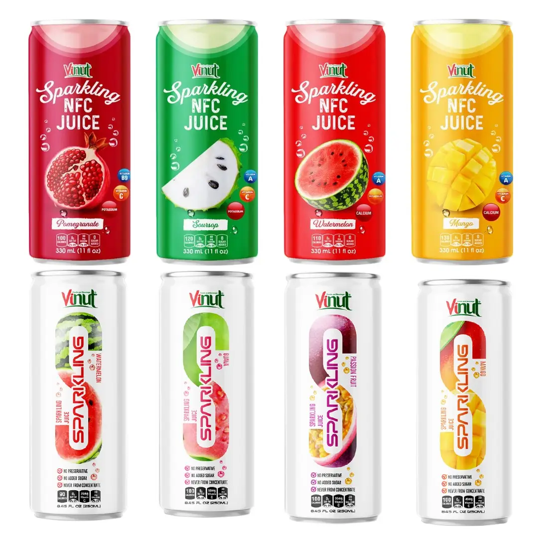 Sparkling Juice Drink w Watermelon  Guava | 250ml  Pack of 24 VINUT  0 Sugar  0 Carbs  Wholesale Supplier  Free Sample  OEM ODM