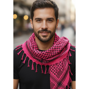 Écharpe châle Keffiyeh en coton noir fuchsia, doux et tissé, 90 x 90 cm, style ethnique, motif uni, pour l'été et l'hiver, personnalisable avec logo - Product Image 1