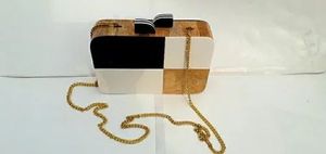 Cubierta de embrague de resina y tipos de cierre abierto para bolso de novia con decoración de diamantes - Product Image 2