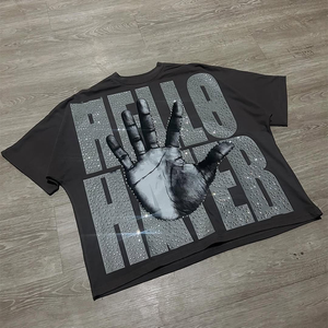 เสื้อยืดผู้ชายหรูหราทรงบ็อกซี่แบบวินเทจพอดีตัวปกติผ้าคอตตอน100% กรดซักเสื้อผ้าแนวสตรีทสวมใส่สบาย - Product Image 2