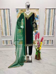 Costume en tissu de velours avec broderie robe traditionnelle entièrement cousue avec une belle couleur porter en toute saison - Product Image 2