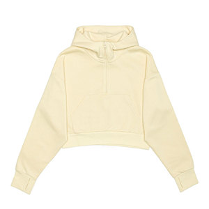 <b>Yoga</b> Tops for Women Loose Zipper Hoodie Sweater European And American Sports Short Sweater Long Cropped Womens Hoodie - Product Image 1