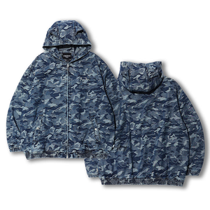 Sudadera con Capucha Personalizada de Hip Hop con Estampado de Camuflaje, 100% Algodón, Azul Claro, Invierno, Diseño Ecológico con Bolsillo, Sudadera para Hombre - Product Image 1