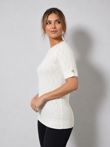เสื้อถักแขนสั้นผู้หญิง คอวี ผ้าฝ้าย 50% อะคริลิก 50% รับผลิตแบบ OEM ODM - Product Image 1