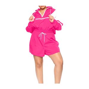 High Quality Woman's 2-Piece Cotton <b>Short</b> Set Regular Zipper <b>Cropped</b> <b>Top</b> Windbreaker Jacket Solid Pattern Plus Size Spring 2026 - Product Image 1