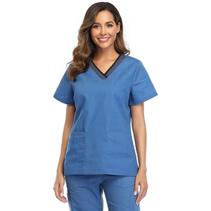 Ropa de enfermería para mujer, venta al por mayor, conjunto de Top y pantalón, conjuntos de uniformes, uniforme médico de trabajo de talla grande y manga corta - Product Image 3