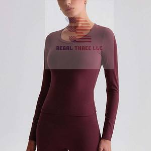 Hauts de blouse médicale en tricot respirant à manches longues, col rond, ajustés, unisexes, pour l'hôpital - Product Image 3