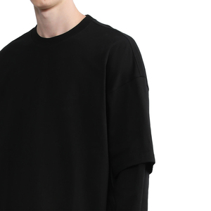 เสื้อยืดแขนยาวสำหรับผู้ชายเสื้อยืดผ้าฝ้าย100% โอเวอร์ไซส์ออกแบบได้ตามต้องการเสื้อยืดแขนยาวสองชั้นสไตล์วินเทจ - Product Image 5