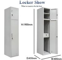 Casier métallique moderne verrouillable à 2 niveaux, armoire de rangement en acier réglable avec aérations pour la maison, le bureau et la salle de sport (usage commercial)