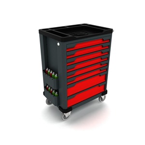 8 <b>Drawer</b> <b>Tool</b> Cabinet Rolling Cart Red Black Industrial Style 4 Wheels Storage Workshop Trolley - Product Image 1