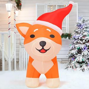 4 FT <span class=keywords><strong>Shiba</strong></span> <span class=keywords><strong>Inu</strong></span> 풍선 개 크리스마스 장식 폭발 개 크리스마스 모자를 쓰고 어린이 크리스마스를위한 내장 LED - Product Image 1