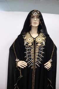 2022 dubaï luxe à manches longues Abaya caftan beau Design marocain adultes Nida matériel travail manuel traditionnel bleu musulman - Product Image 2