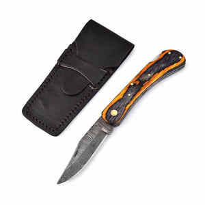 Cuchillo plegable de acero de Damasco de alta calidad con mango de madera/cuchillo de calidad premium - Product Image 1