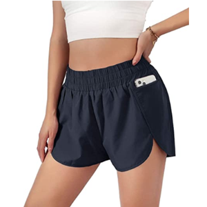 Custom Made High Waist Women's Yoga <b>Leggings</b> with Logo Spandex/<b>Nylon</b> Shorts in Bulk Sizes Solid Pattern Mid Waist Workout Shorts - Product Image 5